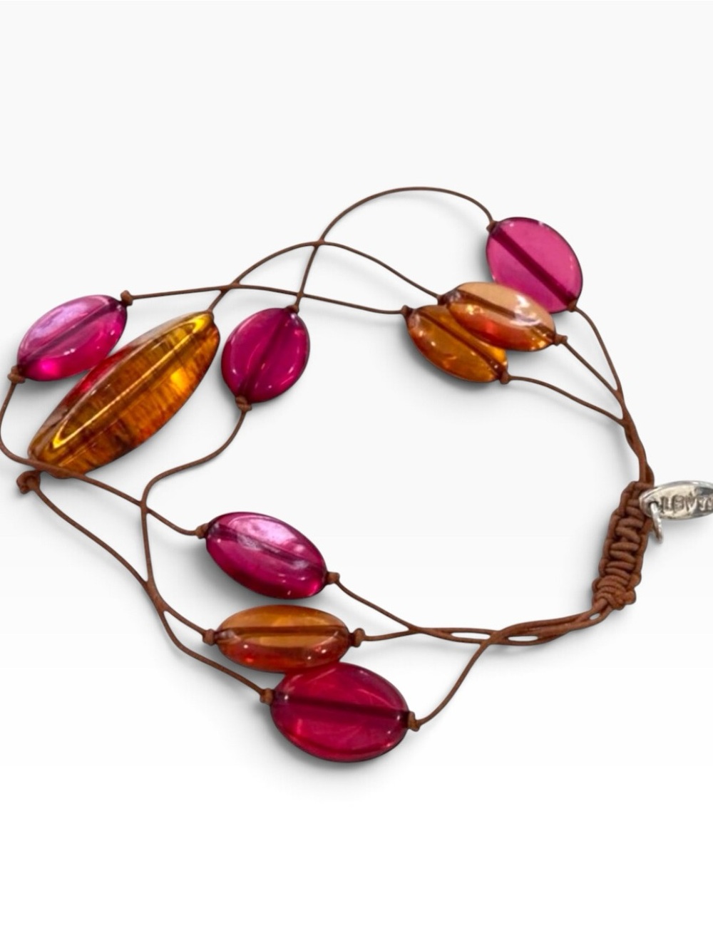 LBYVR Pink & Amber-Toned Multi-Strand Beaded Bracelet With elastic Cord boho
